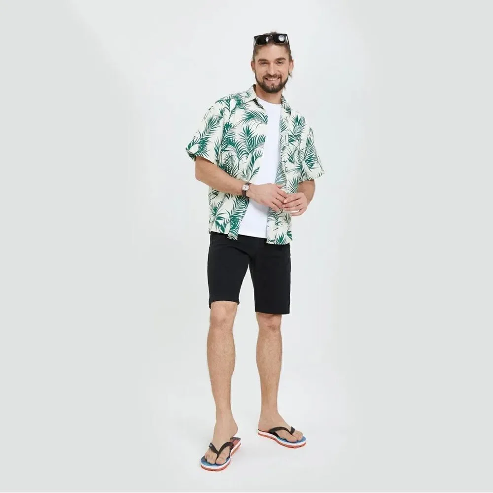 UIN Men's Flip Flops Summer Slippers Non Slip (Palm in Sunset 2 Blanes)